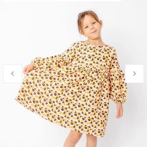 Charming Floral Kids Dress in Yellow and Purple